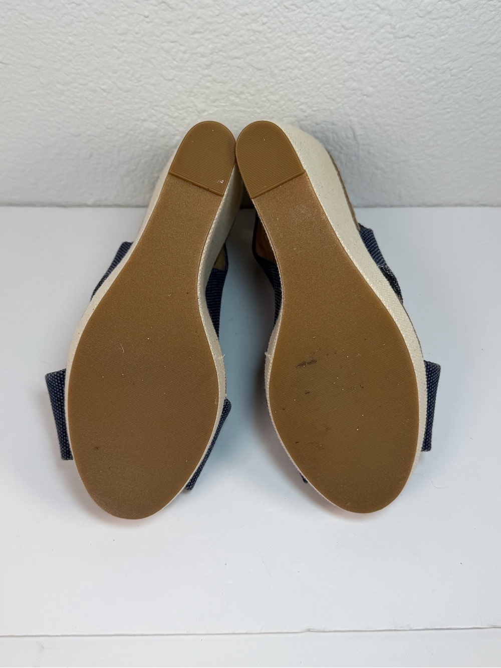 Splendid Wedge Sandals Women 8.5M Blue Canvas Cork Platform Slingback - Picture 11 of 11